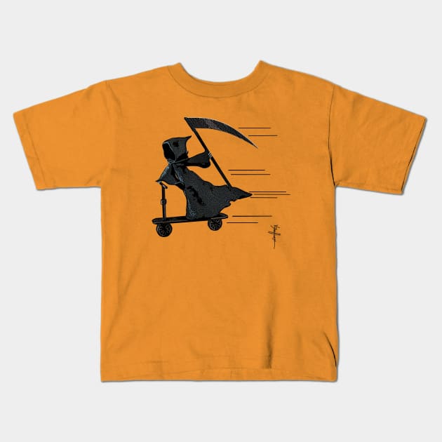 Death Rides a Razor Kids T-Shirt by LisaSnellings